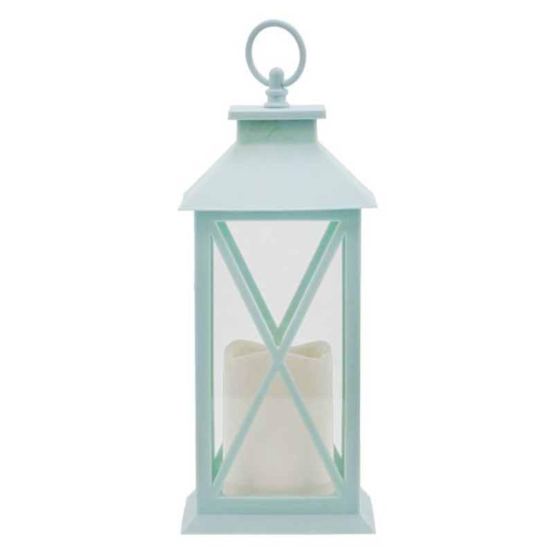 Light Blue LED Lantern, 12″