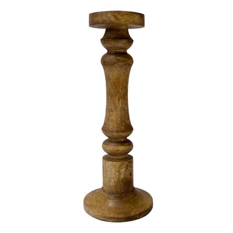 Mango Wood Candle Holder, 15″