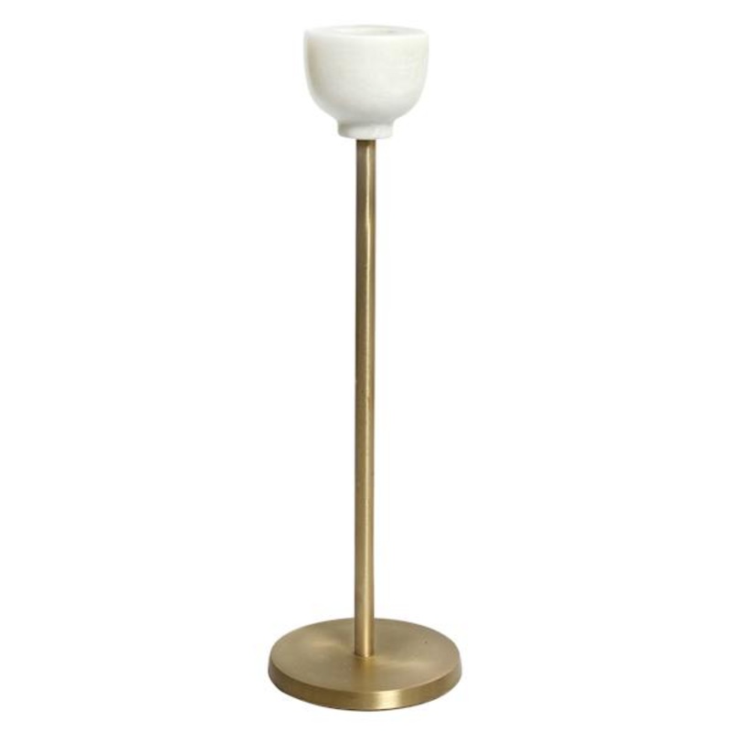 Marbled Brass Candle Holder, 10″