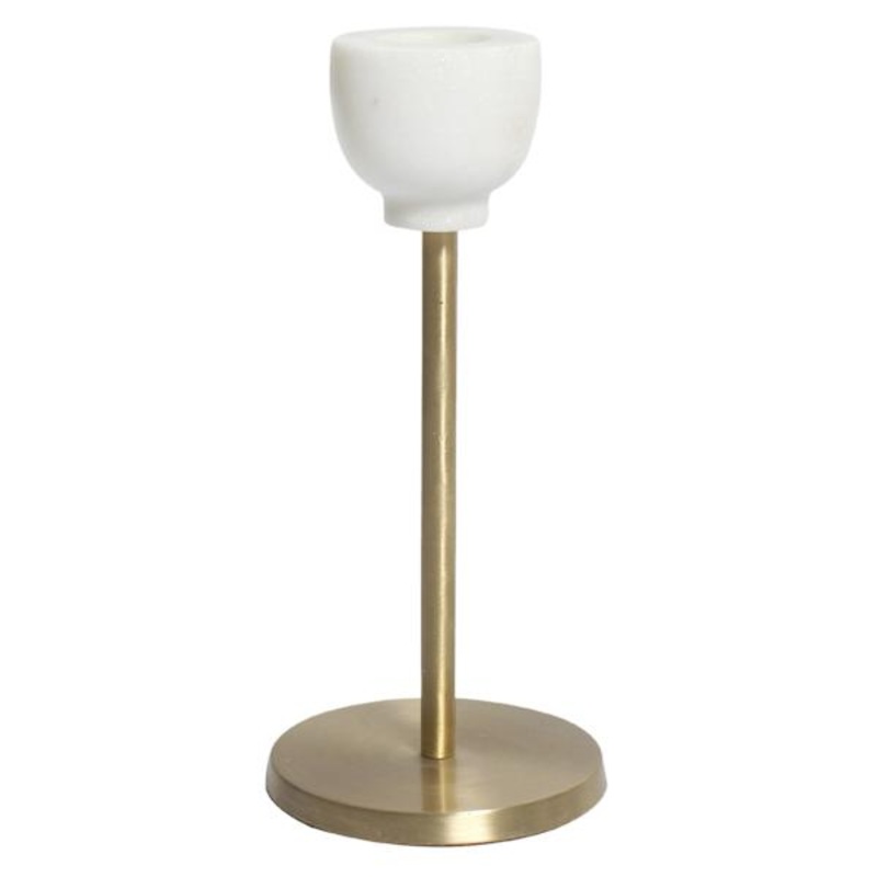 Marbled Brass Taper Candle Holder, 6″