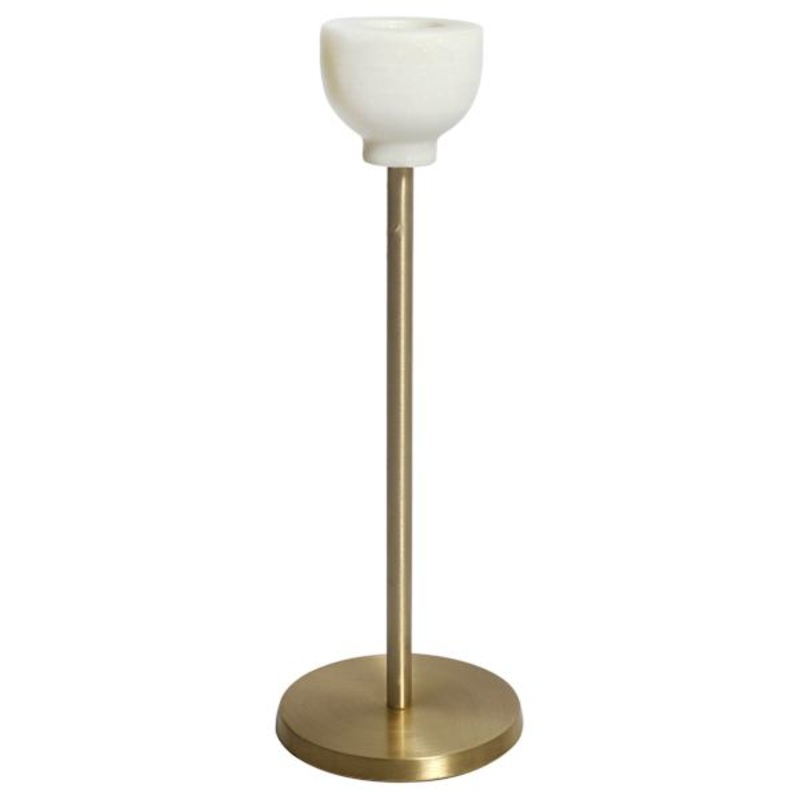 Marbled Brass Taper Candle Holder, 8″