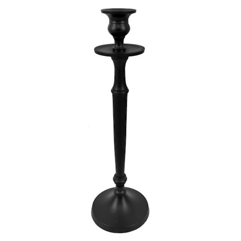 Matte Black Taper Candle Holder, 12″