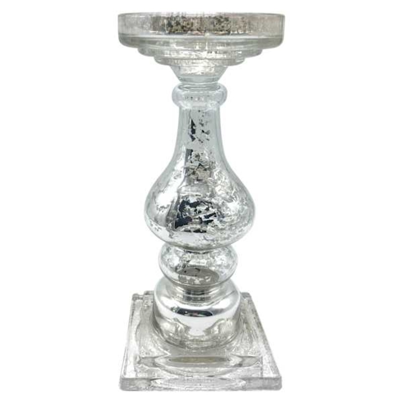 Mercury Glass Candle Holder, 12″