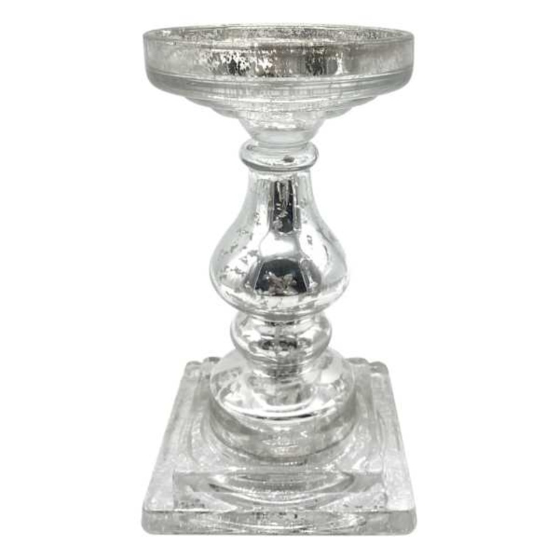 Mercury Glass Candle Holder, 9″