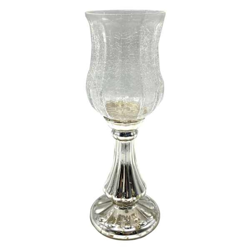 Mercury Glass Hurricane Candle Holder, 11″