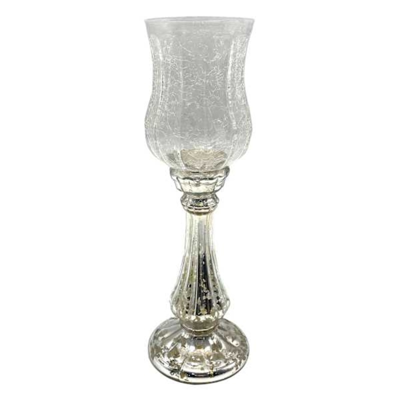 Mercury Glass Hurricane Candle Holder, 13″