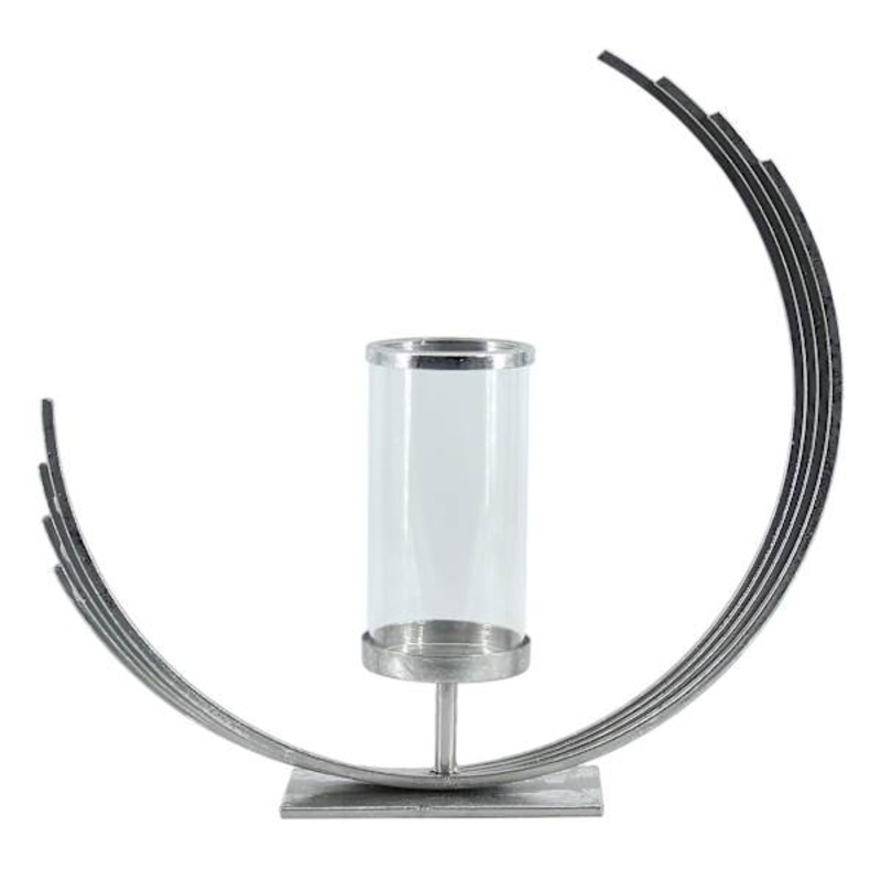 Metal & Glass Candle Holder, 14″