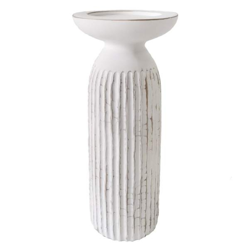 Modern White Pillar Candle Holder, 12″