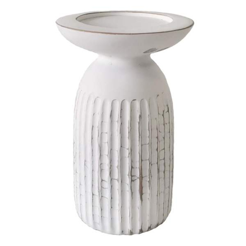 Modern White Pillar Candle Holder, 8″