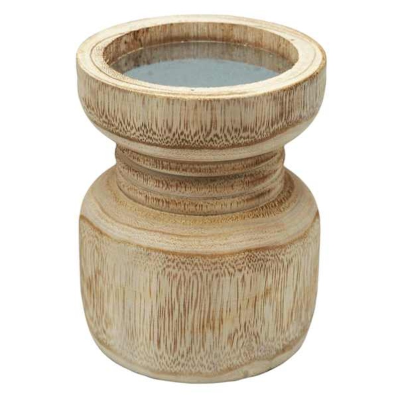 Natural Wood Candle Holder, 6″