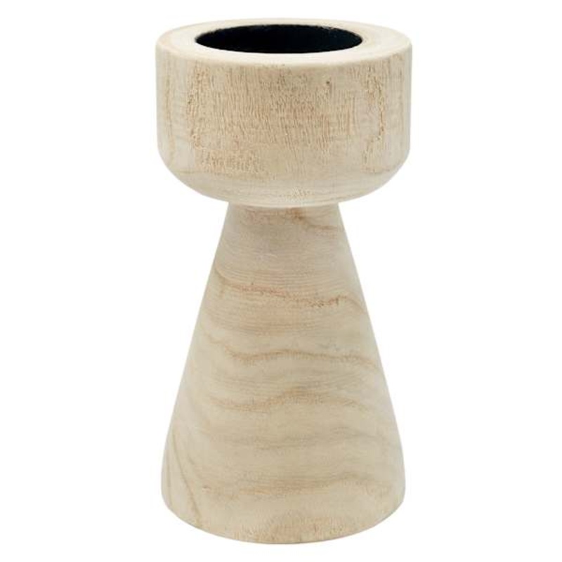 Natural Wood Candle Holder, 9″