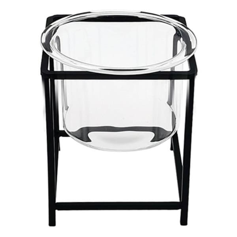 Clear Hurricane Candle Holder with Black Stand, 4″
