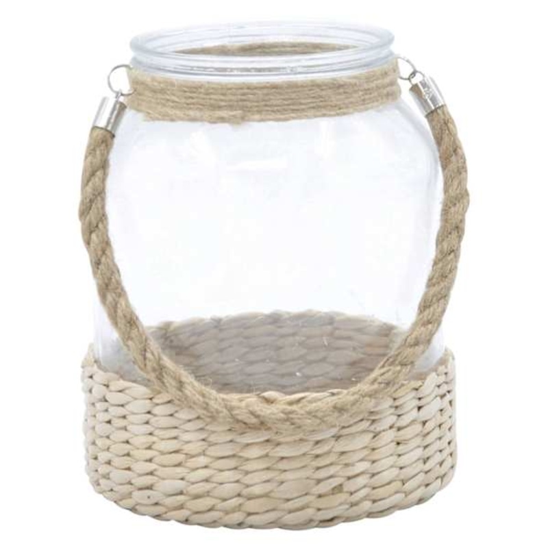Clear Jar Basket Candle Holder, 7″