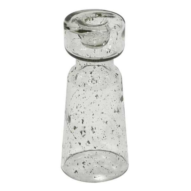 Clear Seeded Glass Taper Candle Holder, 6″