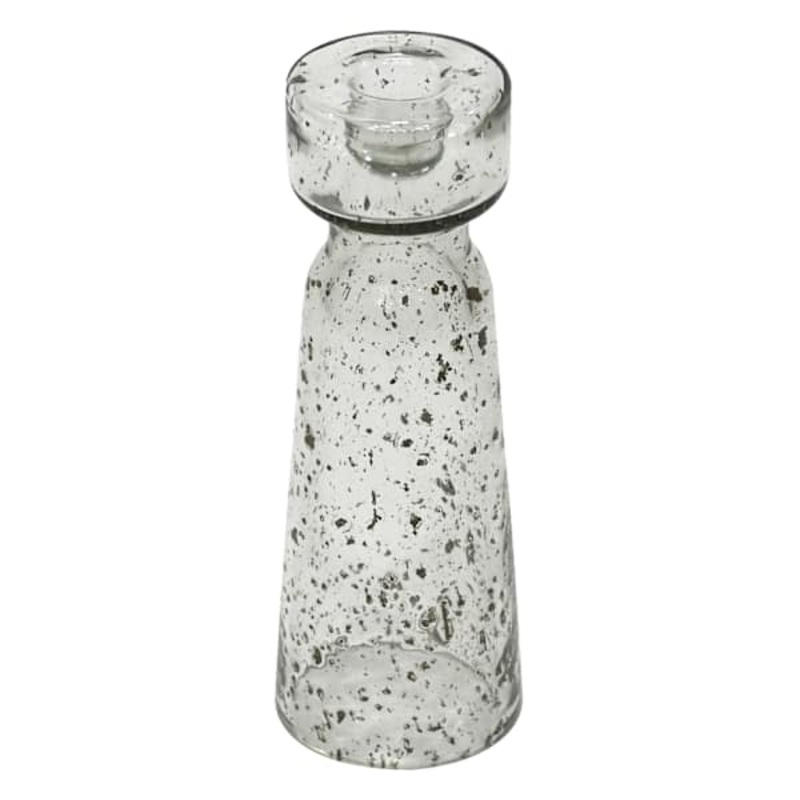 Clear Seeded Glass Taper Candle Holder, 7.5″