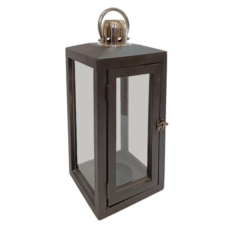 Cole Black Wooden Lantern, 18″