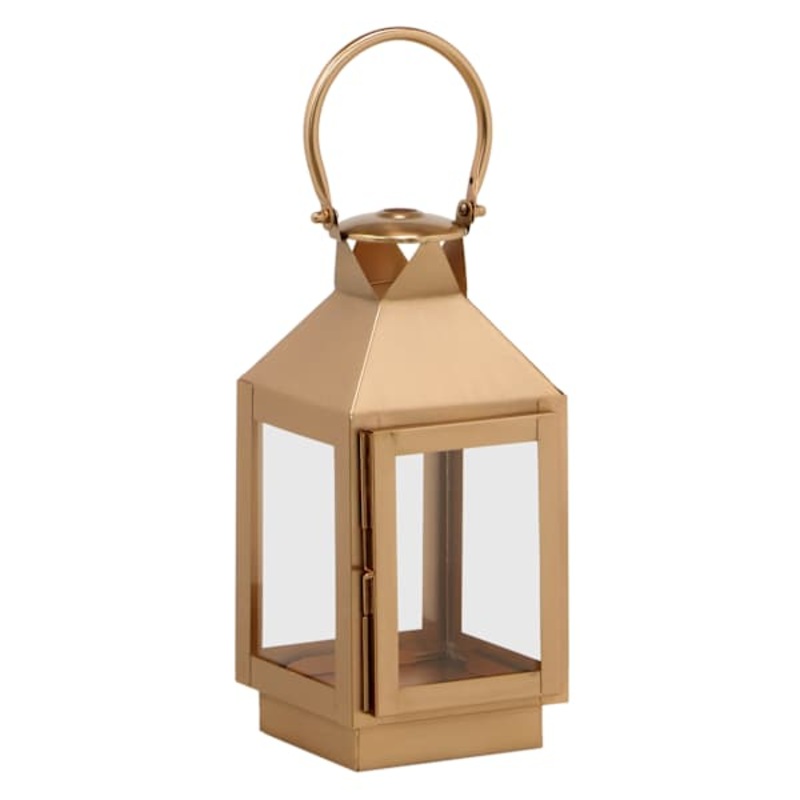 Copper Lantern with Glass, 12.5″