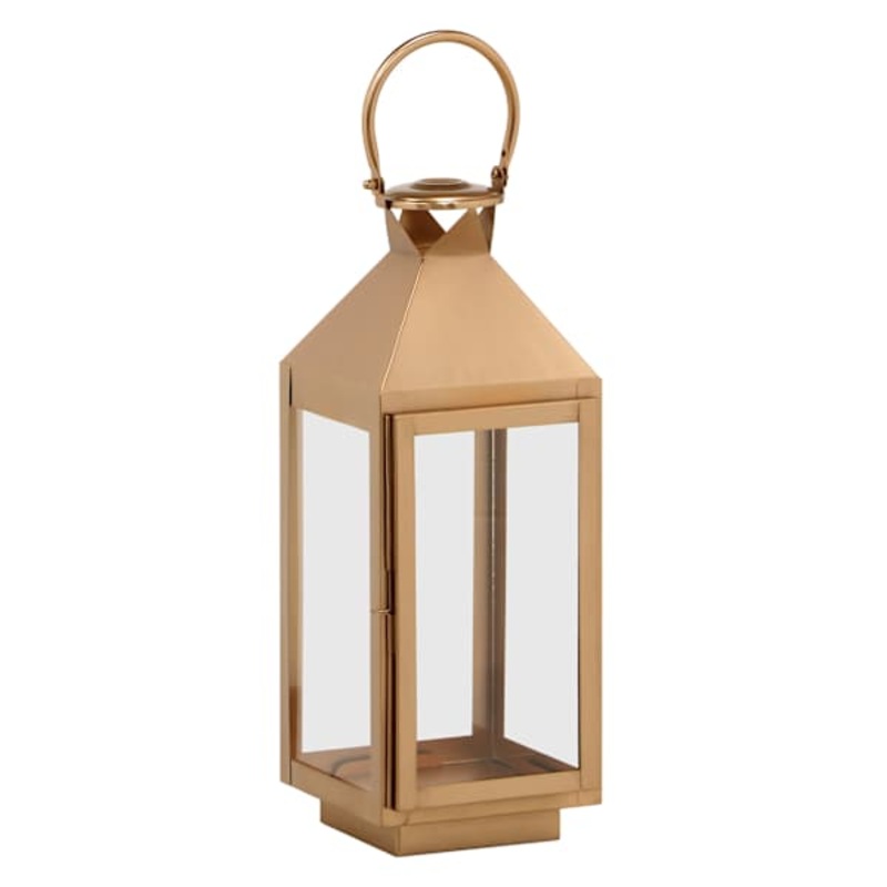 Copper Lantern with Glass, 19″