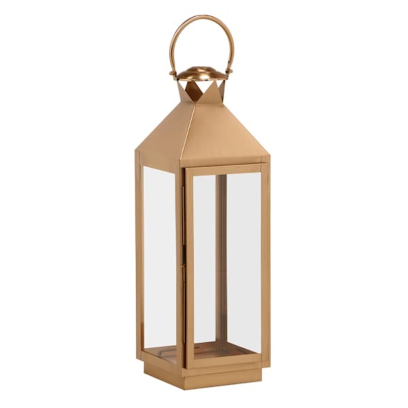 Copper Lantern with Glass, 24″