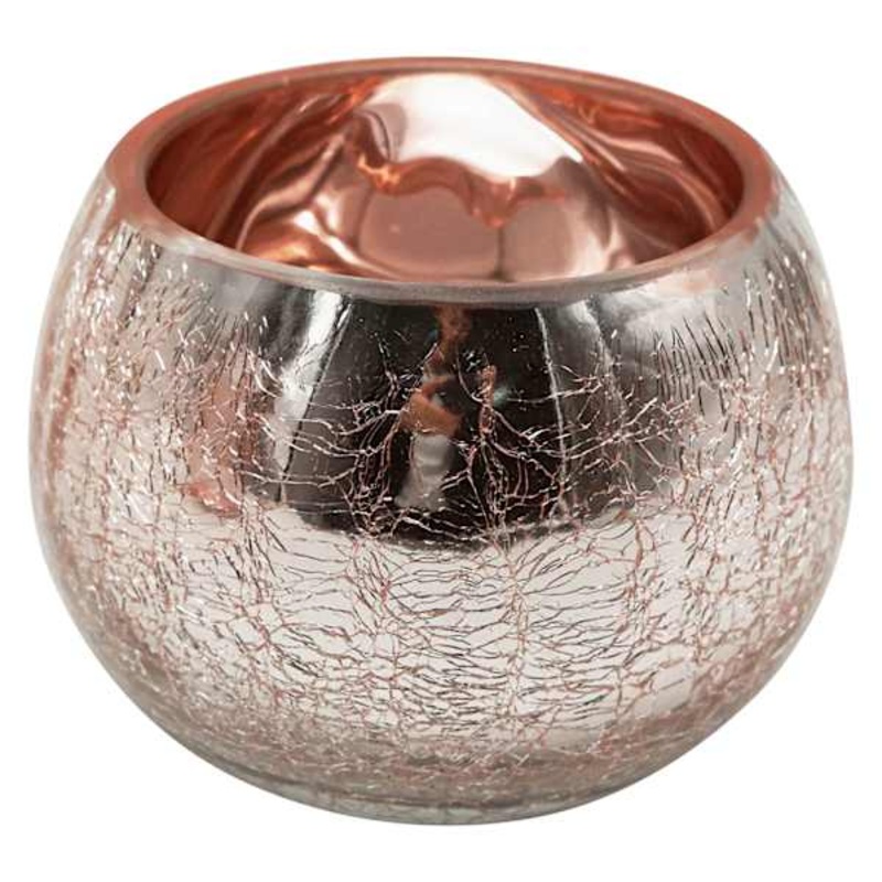 Crackle Glass Rope Candle Holder, 4″