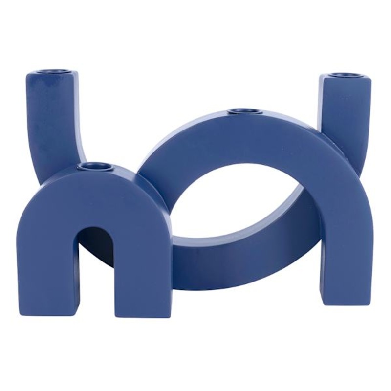 Crosby St. Blue Wood Taper Candle Holder, 11″