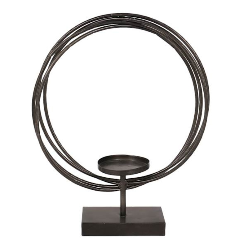 Crosby St. Brown Circle Pillar Candle Holder, 15″