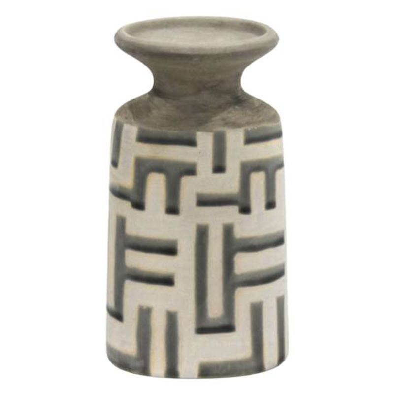 Crosby St. Grey Painted Ceramic Pillar Candle Holder, 8″