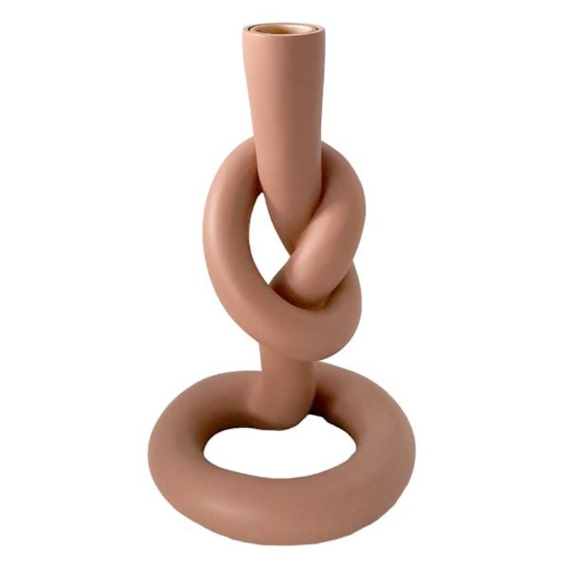 Crosby St. Tan Knot Taper Candle Holder, 8″