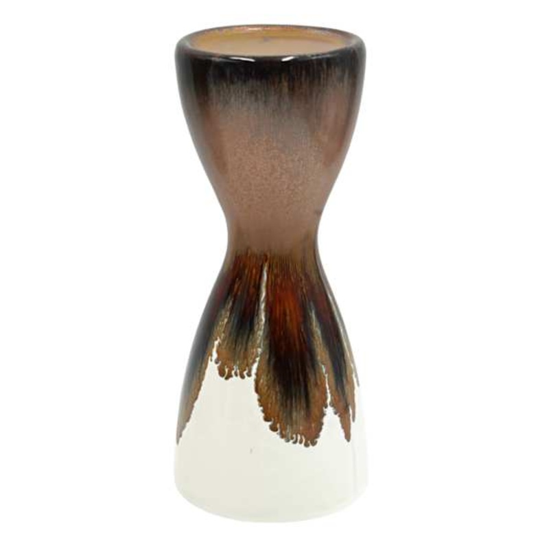 Crosby St. White & Brown Reactive Ceramic Vase, 10″