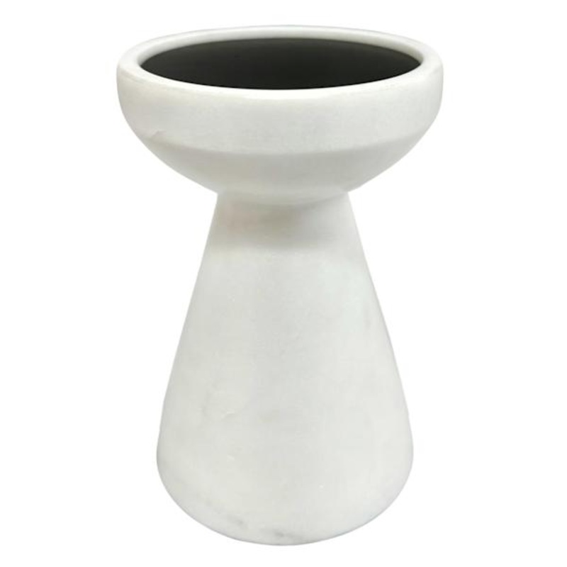 Crosby St. White Marble Pillar Candle Holder, 5″