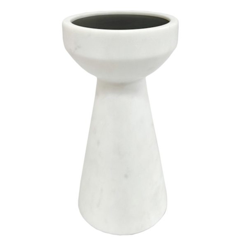 Crosby St. White Marble Pillar Candle Holder, 7.5″