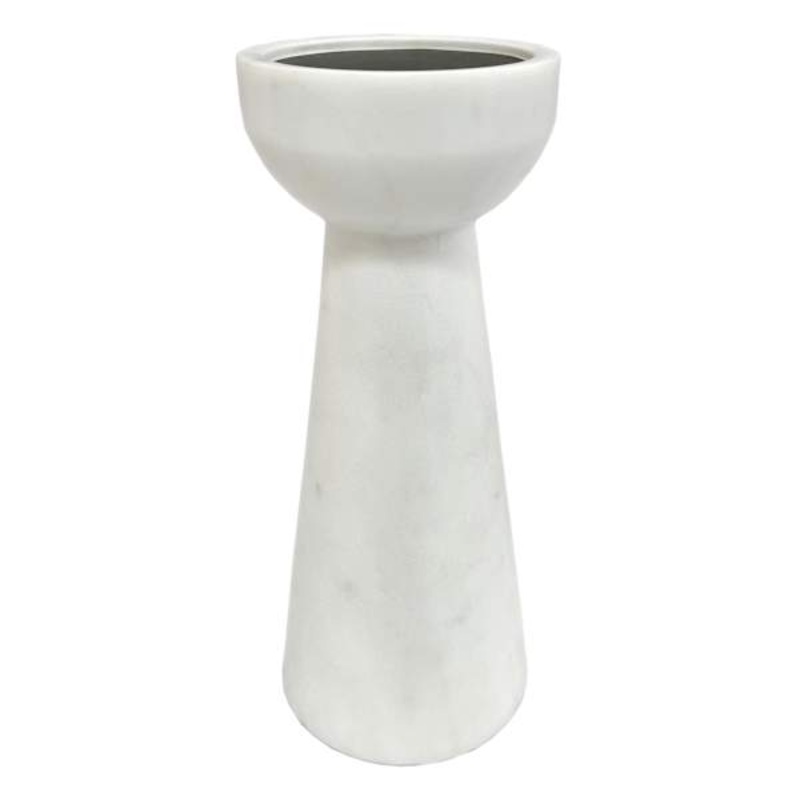 Crosby St. White Marble Pillar Candle Holder, 9.5″