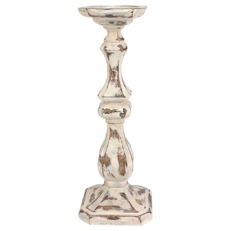 Distressed Brown Pillar Candle Holder, 14″