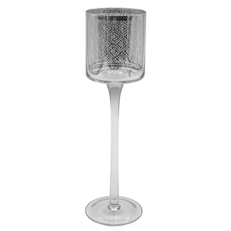 Flickering Glass Candle Holder, 12″