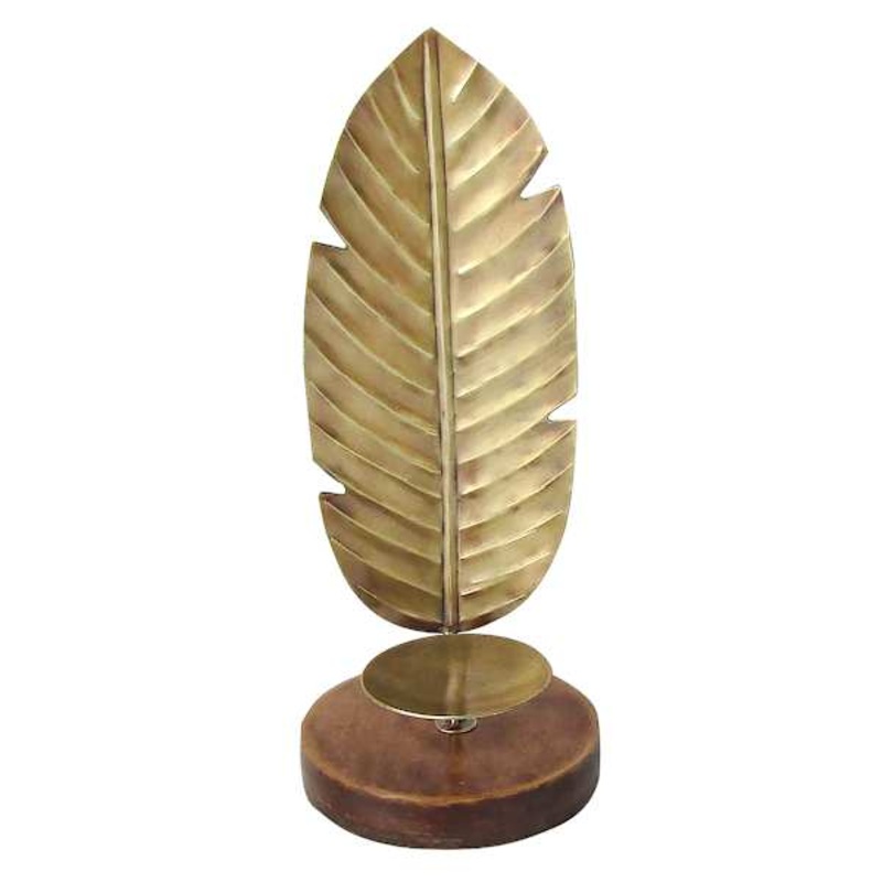 Found & Fable Gold Leaf Pillar Tealight Candle Holder, 12.5″
