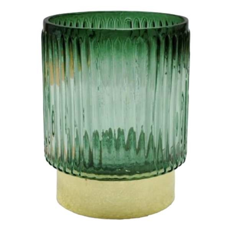 Found & Fable Green Glass Votive Candle Holder, 4″