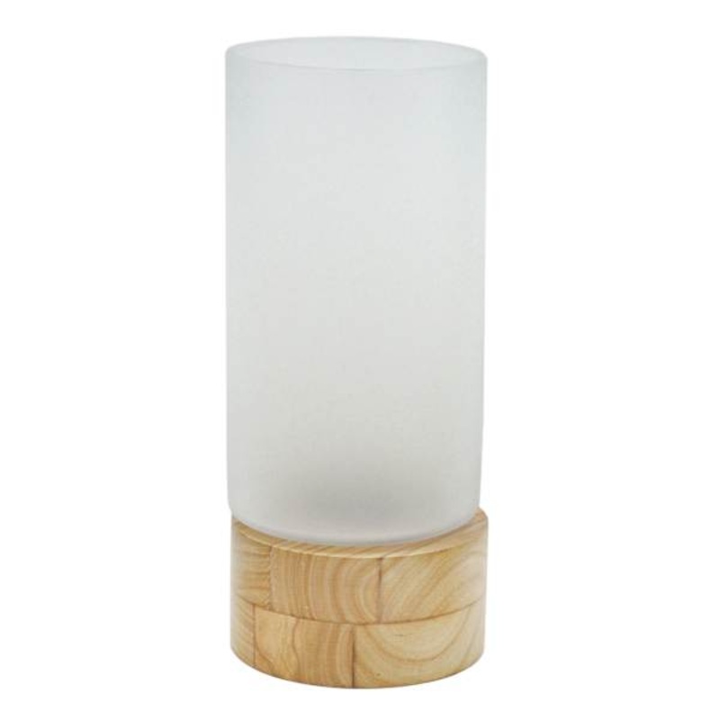 Frosted Glass Candle Holder with Wood Base, 6×14