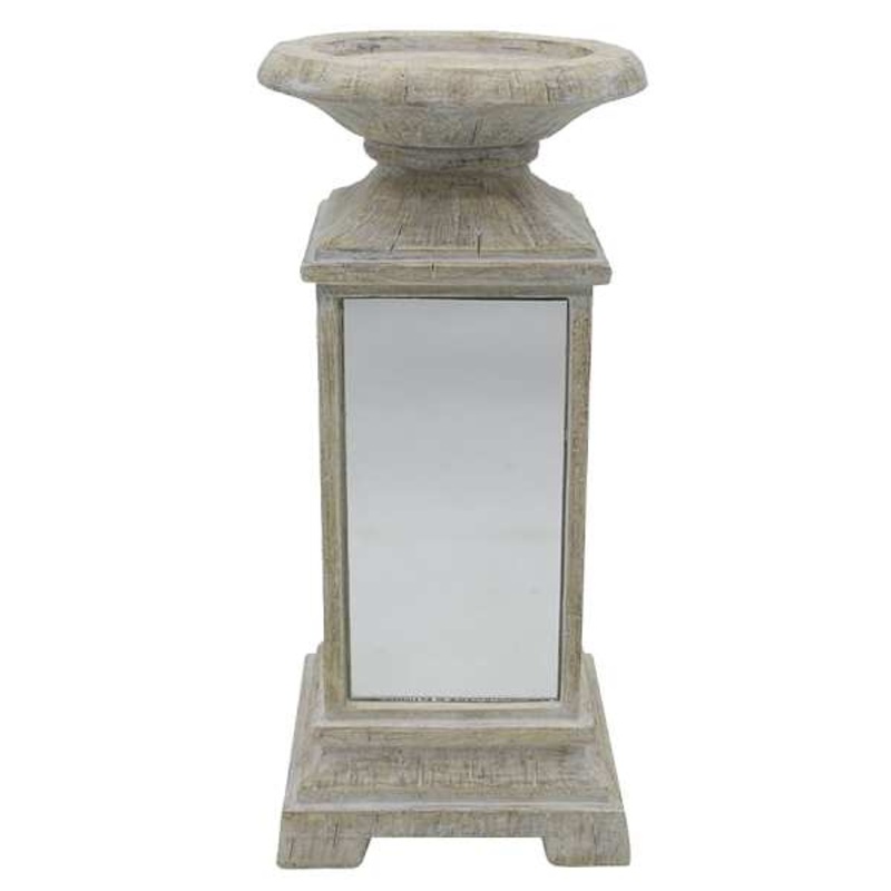 Geometric Mirror Pillar Candle Holder, 10″