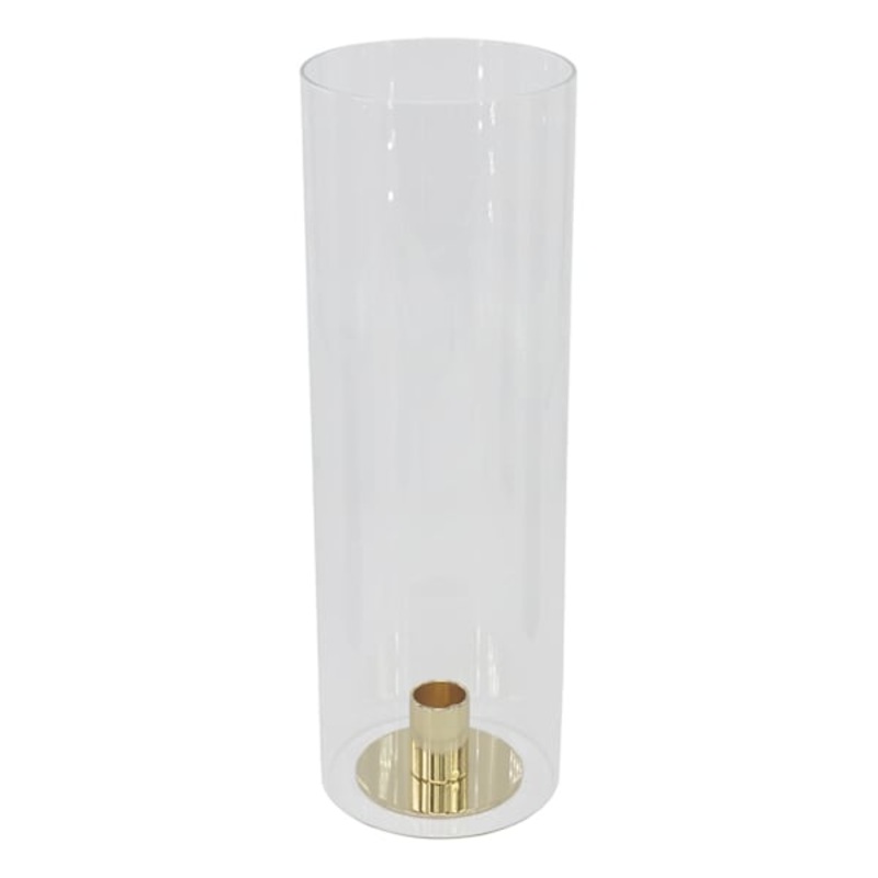 Glass and Gold Taper Candle Holder, 12″