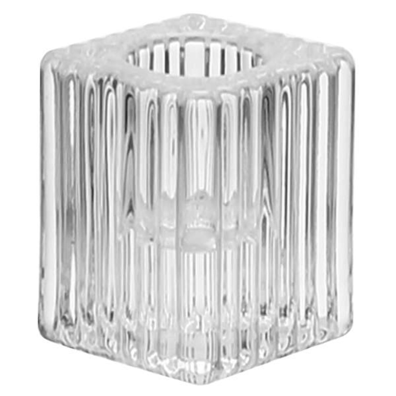 Glass Ribbed Taper Candle Holder, 1.5″