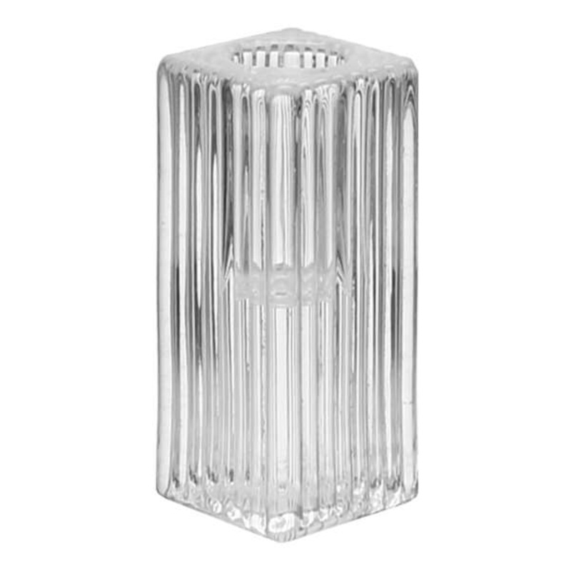Glass Ribbed Taper Candle Holder, 3″