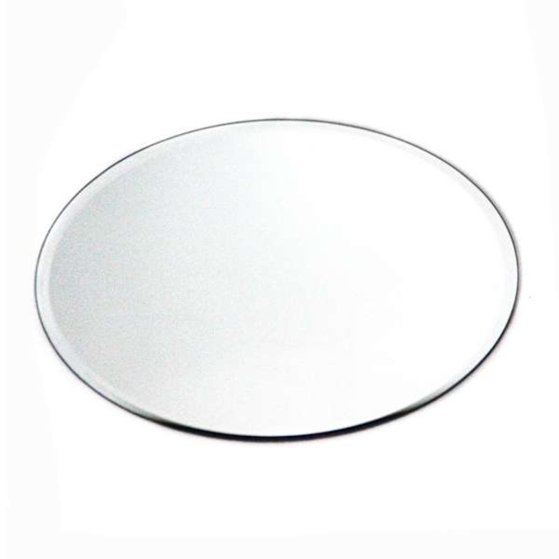 Glass Round Beveled Edge Mirror Candle Plate, 12″