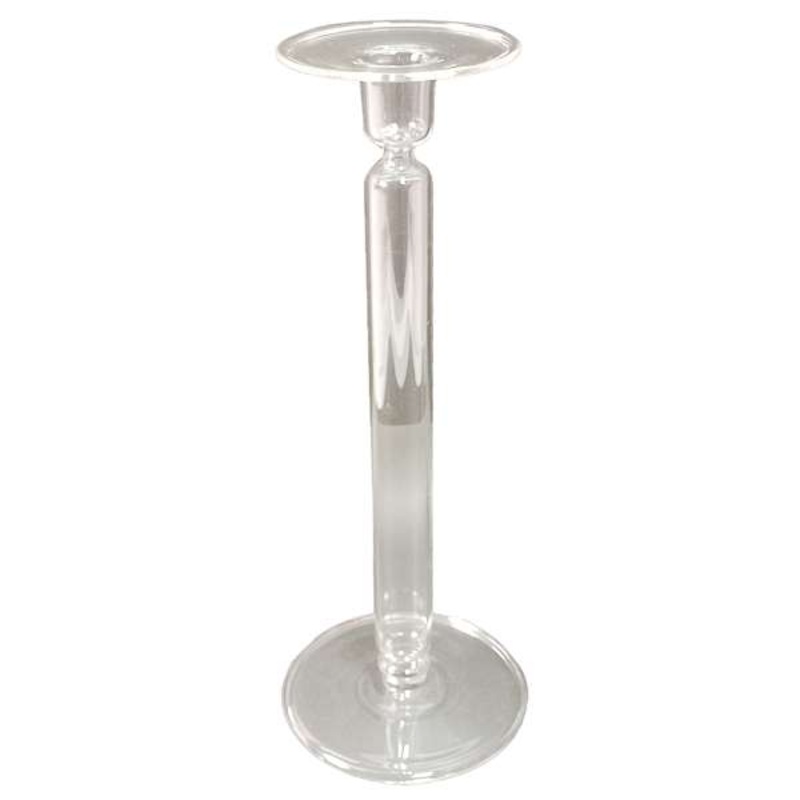 Glass Stem Pillar Candle Holder, 12″
