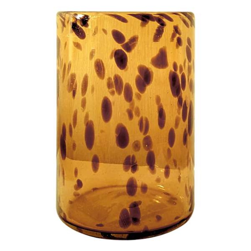 Glass Tortoise Shell Cylinder Candle Holder, 6″