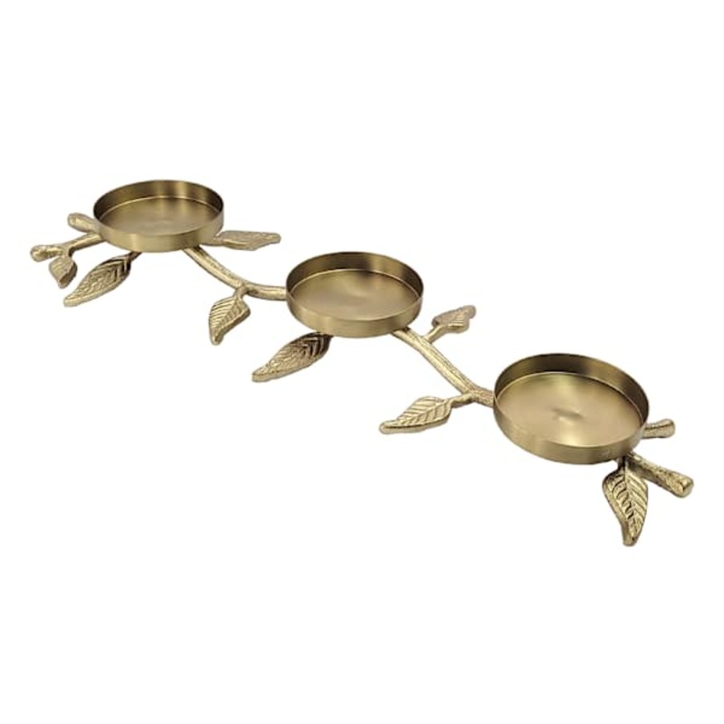 Gold Branch 3-Pillar Centerpiece Candle Holder, 8″