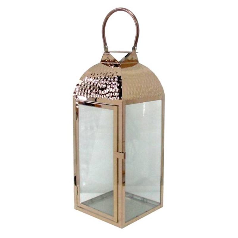 Gold Hammered Metal Lantern, 17″