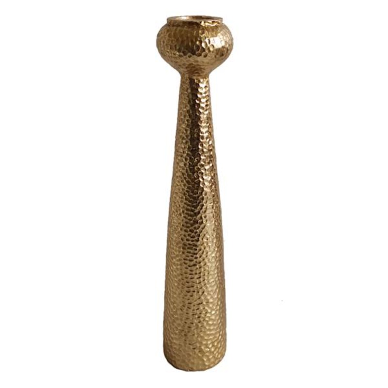 Gold Hammered Taper Candle Holder, 14″