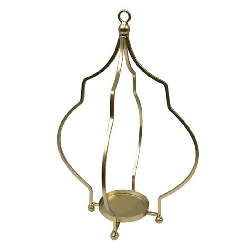 Gold Metal Candle Holder, 14.5″