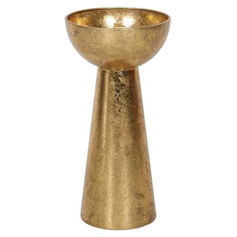 Gold Metal Candle Holder, 9″