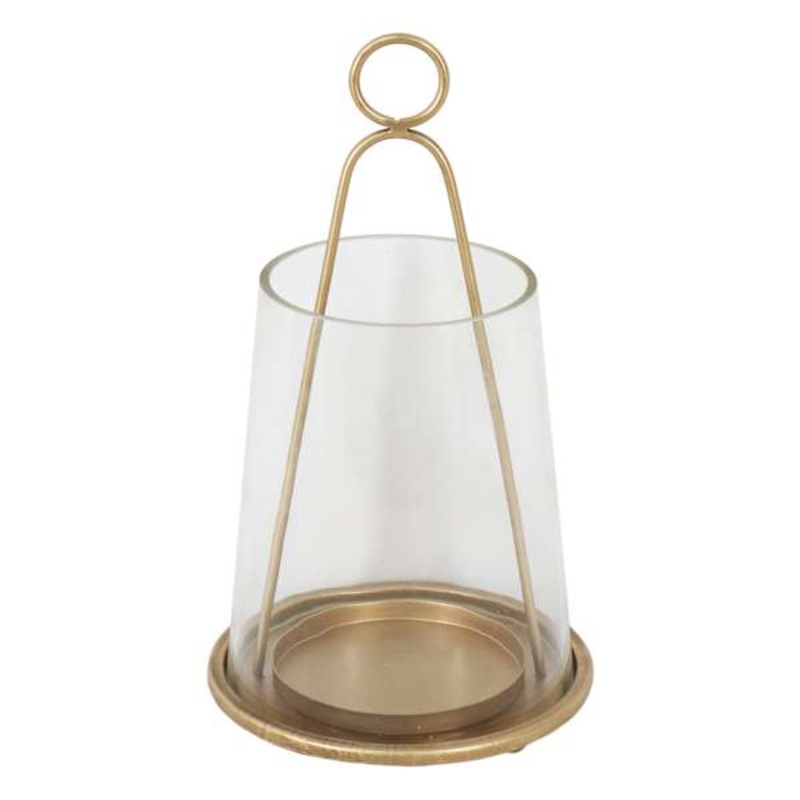 Gold Metal Cone Pillar Candle Holder, 12″
